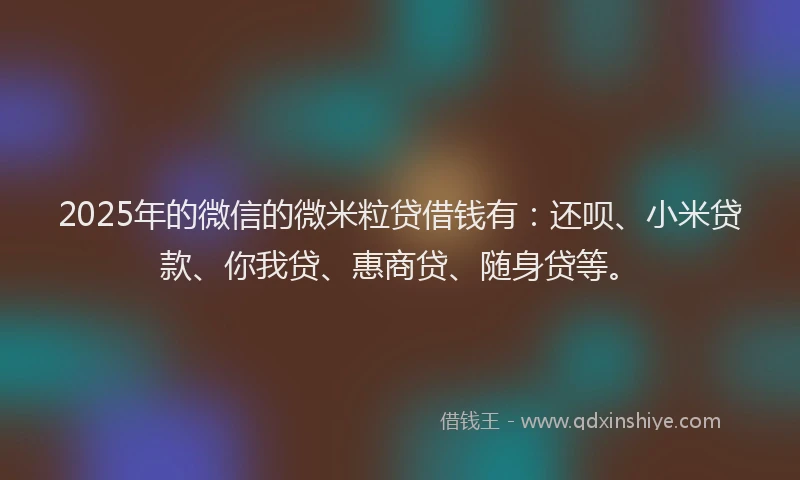 2025年的微信的微米粒贷借钱有：还呗、小米贷款、你我贷、惠商贷、随身贷等。