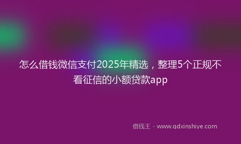 怎么借钱微信支付2025年精选，整理5个正规不看征信的小额贷款app