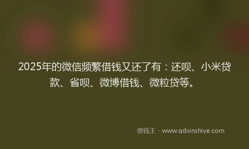 2025年的微信频繁借钱又还了有：还呗、小米贷款、省呗、微博借钱、微粒贷等。