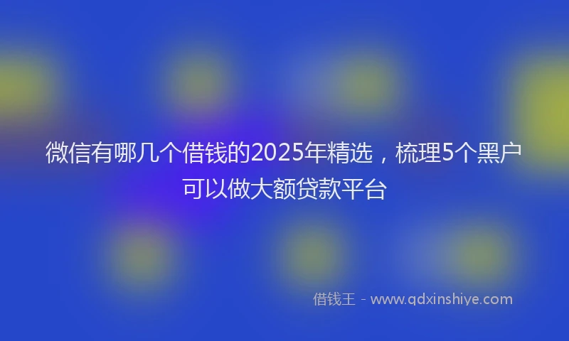 微信有哪几个借钱的2025年精选，梳理5个黑户可以做大额贷款平台