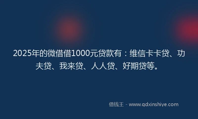 2025年的微借借1000元贷款有：维信卡卡贷、功夫贷、我来贷、人人贷、好期贷等。