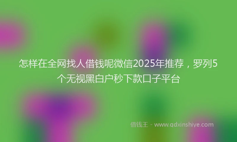 怎样在全网找人借钱呢微信2025年推荐，罗列5个无视黑白户秒下款口子平台