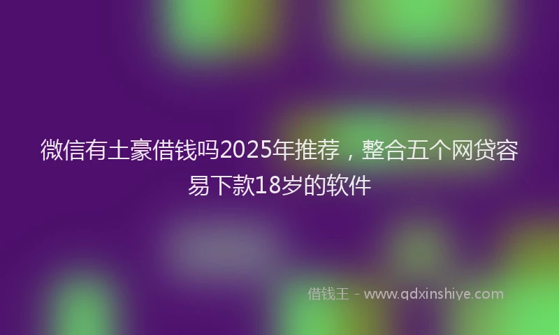 微信有土豪借钱吗2025年推荐，整合五个网贷容易下款18岁的软件