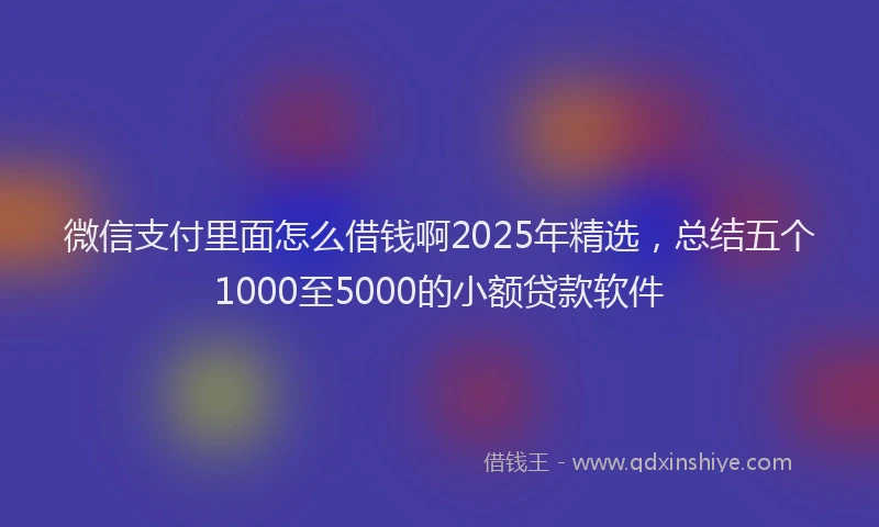微信支付里面怎么借钱啊2025年精选，总结五个1000至5000的小额贷款软件