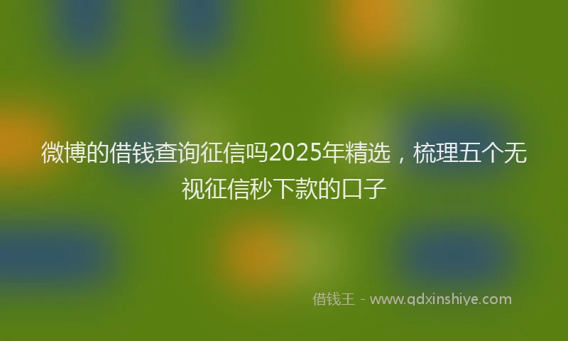 微博的借钱查询征信吗2025年精选，梳理五个无视征信秒下款的口子