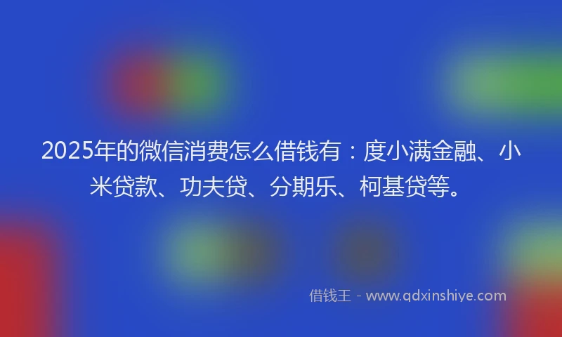 2025年的微信消费怎么借钱有：度小满金融、小米贷款、功夫贷、分期乐、柯基贷等。