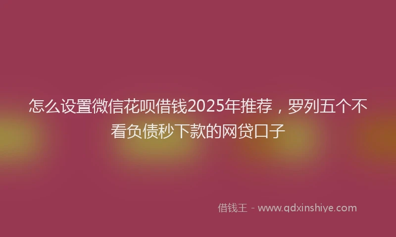 怎么设置微信花呗借钱2025年推荐，罗列五个不看负债秒下款的网贷口子