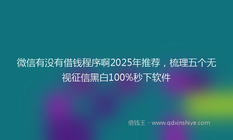 微信有没有借钱程序啊2025年推荐，梳理五个无视征信黑白100%秒下软件
