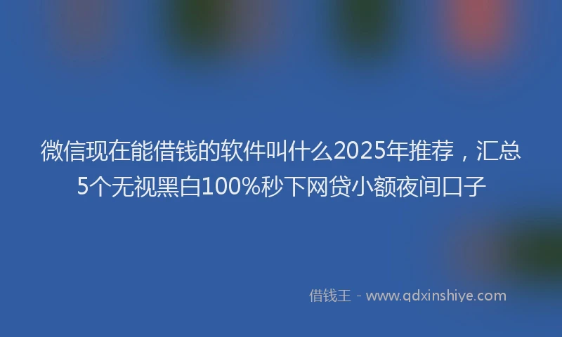 微信现在能借钱的软件叫什么2025年推荐，汇总5个无视黑白100%秒下网贷小额夜间口子