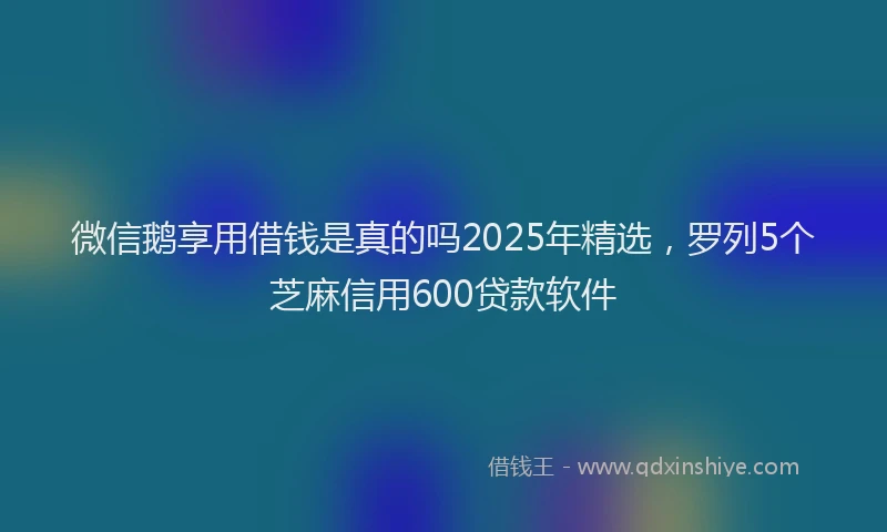 微信鹅享用借钱是真的吗2025年精选，罗列5个芝麻信用600贷款软件