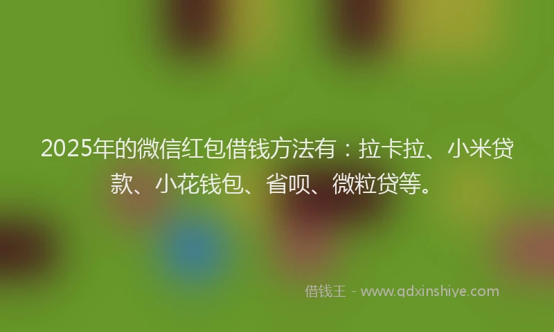 2025年的微信红包借钱方法有：拉卡拉、小米贷款、小花钱包、省呗、微粒贷等。