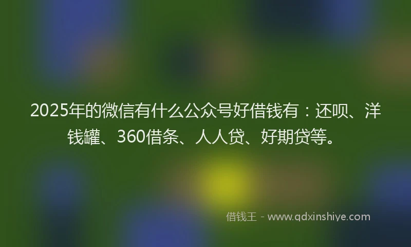 2025年的微信有什么公众号好借钱有：还呗、洋钱罐、360借条、人人贷、好期贷等。