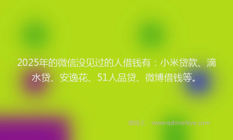 2025年的微信没见过的人借钱有：小米贷款、滴水贷、安逸花、51人品贷、微博借钱等。