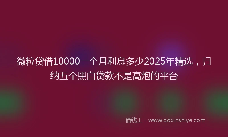微粒贷借10000一个月利息多少2025年精选，归纳五个黑白贷款不是高炮的平台