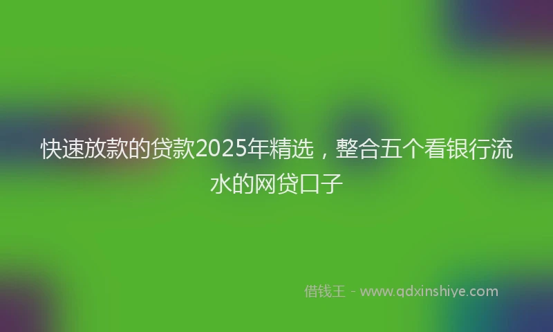 快速放款的贷款2025年精选，整合五个看银行流水的网贷口子