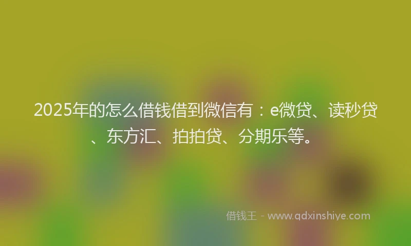 2025年的怎么借钱借到微信有：e微贷、读秒贷、东方汇、拍拍贷、分期乐等。