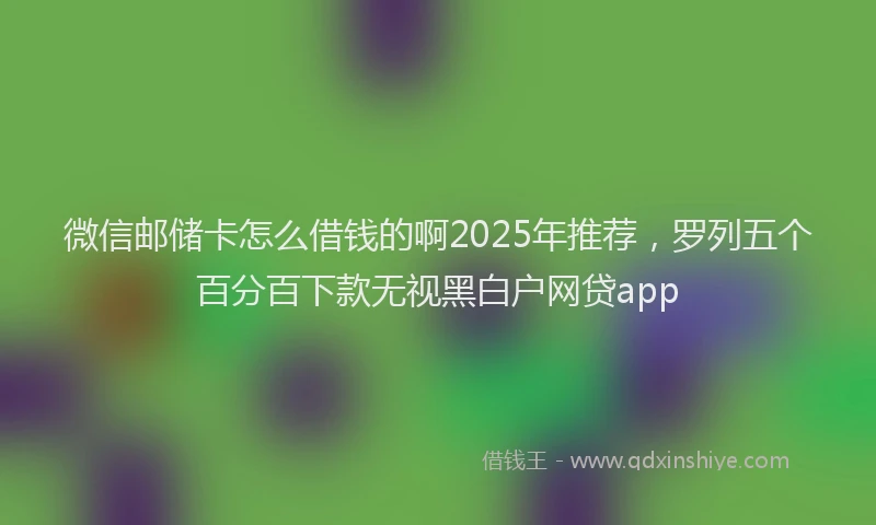 微信邮储卡怎么借钱的啊2025年推荐，罗列五个百分百下款无视黑白户网贷app