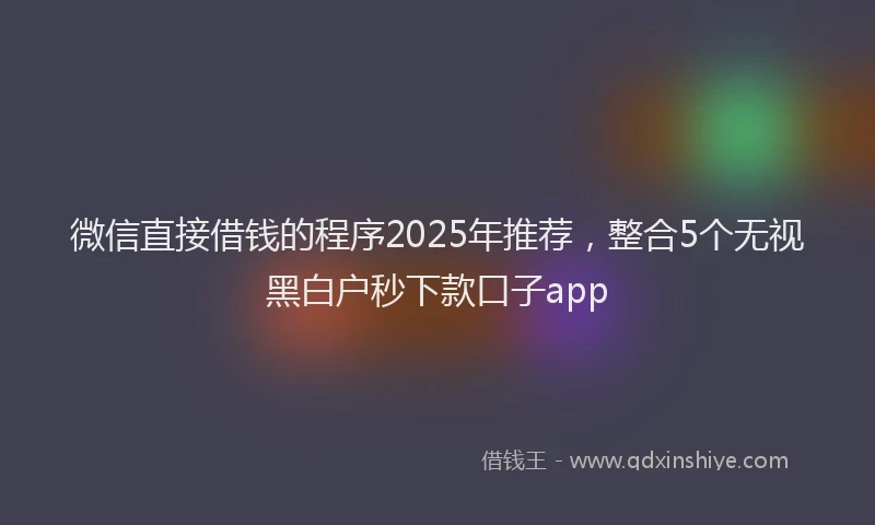 微信直接借钱的程序2025年推荐，整合5个无视黑白户秒下款口子app