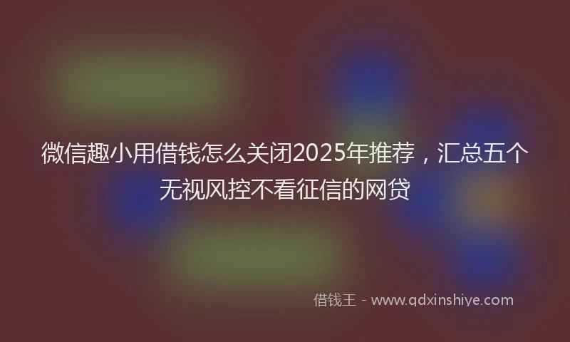 微信趣小用借钱怎么关闭2025年推荐，汇总五个无视风控不看征信的网贷