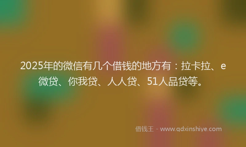 2025年的微信有几个借钱的地方有：拉卡拉、e微贷、你我贷、人人贷、51人品贷等。