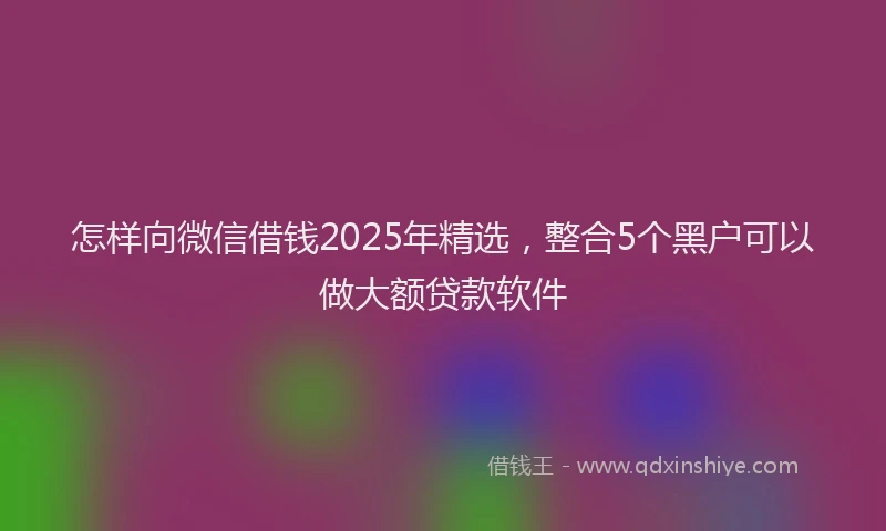 怎样向微信借钱2025年精选，整合5个黑户可以做大额贷款软件