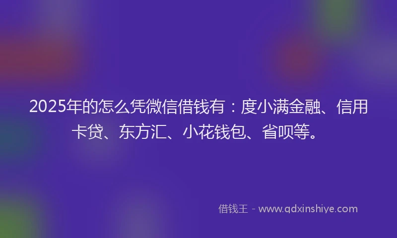 2025年的怎么凭微信借钱有：度小满金融、信用卡贷、东方汇、小花钱包、省呗等。