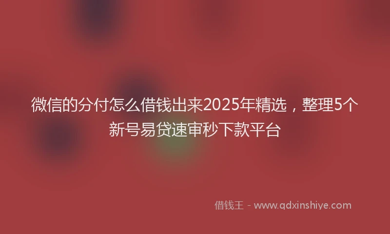 微信的分付怎么借钱出来2025年精选，整理5个新号易贷速审秒下款平台