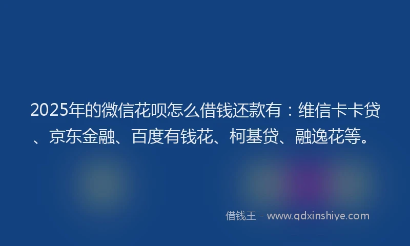 2025年的微信花呗怎么借钱还款有：维信卡卡贷、京东金融、百度有钱花、柯基贷、融逸花等。