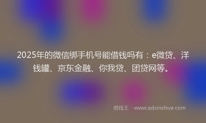 2025年的微信绑手机号能借钱吗有：e微贷、洋钱罐、京东金融、你我贷、团贷网等。