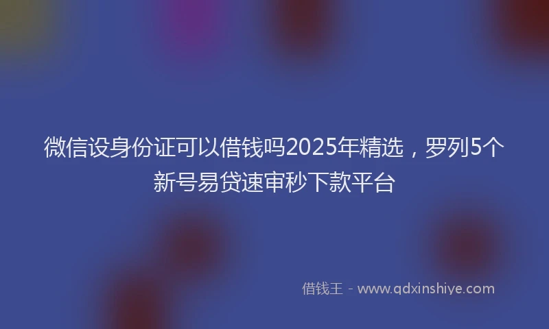 微信设身份证可以借钱吗2025年精选，罗列5个新号易贷速审秒下款平台