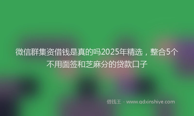 微信群集资借钱是真的吗2025年精选，整合5个不用面签和芝麻分的贷款口子