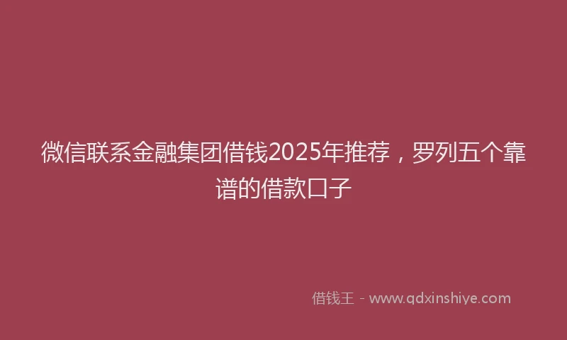 微信联系金融集团借钱2025年推荐，罗列五个靠谱的借款口子