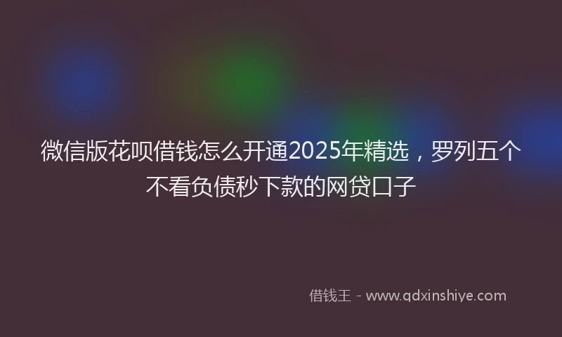微信版花呗借钱怎么开通2025年精选，罗列五个不看负债秒下款的网贷口子