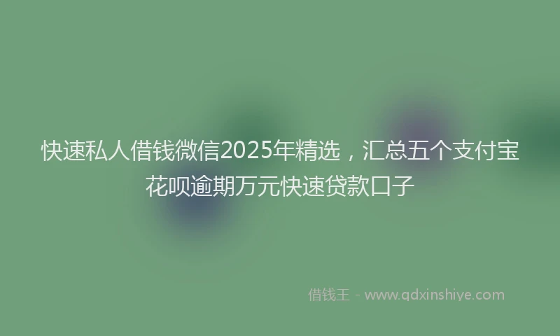 快速私人借钱微信2025年精选，汇总五个支付宝花呗逾期万元快速贷款口子