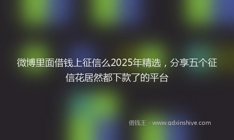 微博里面借钱上征信么2025年精选，分享五个征信花居然都下款了的平台