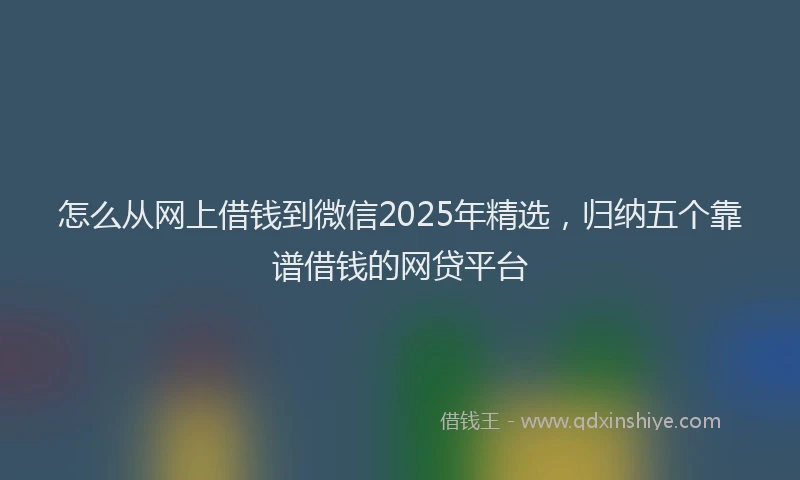 怎么从网上借钱到微信2025年精选，归纳五个靠谱借钱的网贷平台