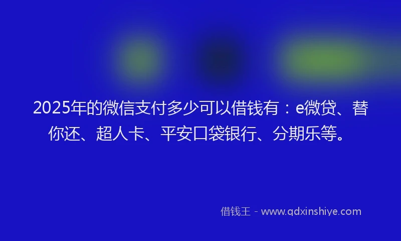 2025年的微信支付多少可以借钱有：e微贷、替你还、超人卡、平安口袋银行、分期乐等。