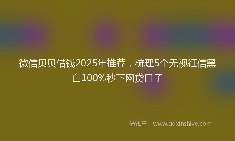 微信贝贝借钱2025年推荐，梳理5个无视征信黑白100%秒下网贷口子