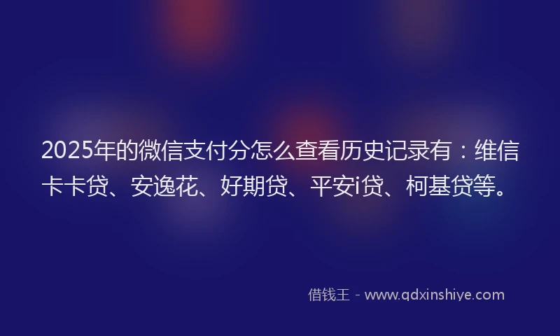 2025年的微信支付分怎么查看历史记录有：维信卡卡贷、安逸花、好期贷、平安i贷、柯基贷等。