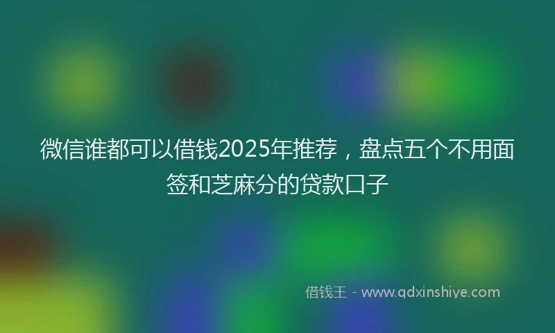 微信谁都可以借钱2025年推荐，盘点五个不用面签和芝麻分的贷款口子