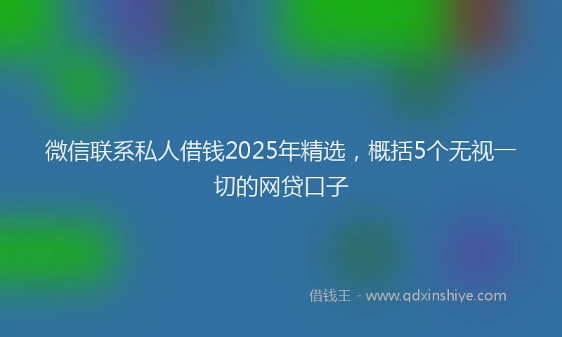 微信联系私人借钱2025年精选，概括5个无视一切的网贷口子
