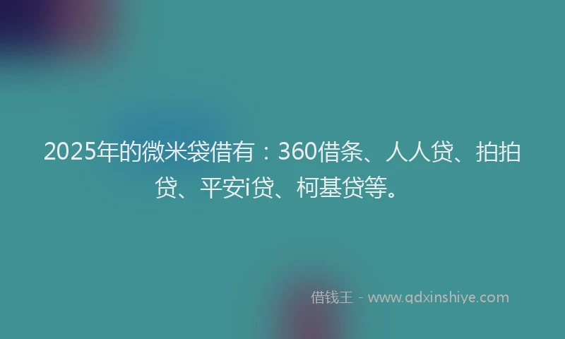 2025年的微米袋借有：360借条、人人贷、拍拍贷、平安i贷、柯基贷等。