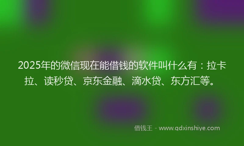 2025年的微信现在能借钱的软件叫什么有：拉卡拉、读秒贷、京东金融、滴水贷、东方汇等。