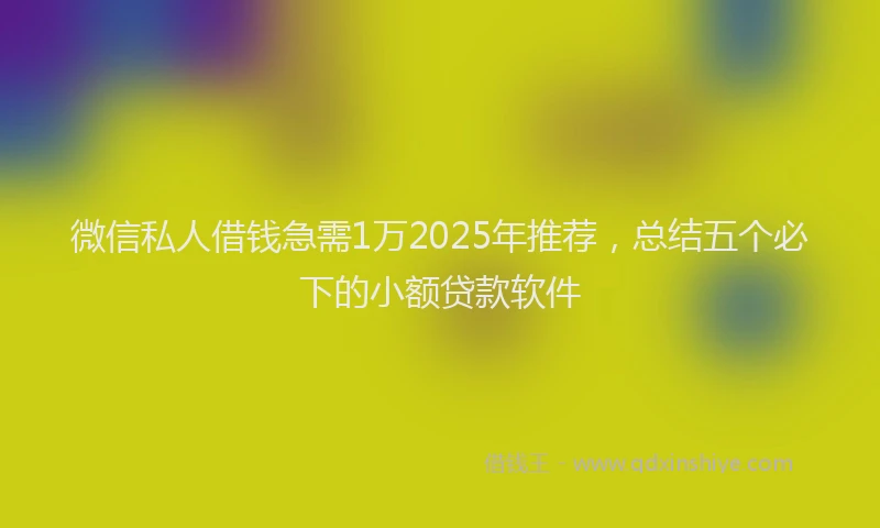 微信私人借钱急需1万2025年推荐，总结五个必下的小额贷款软件