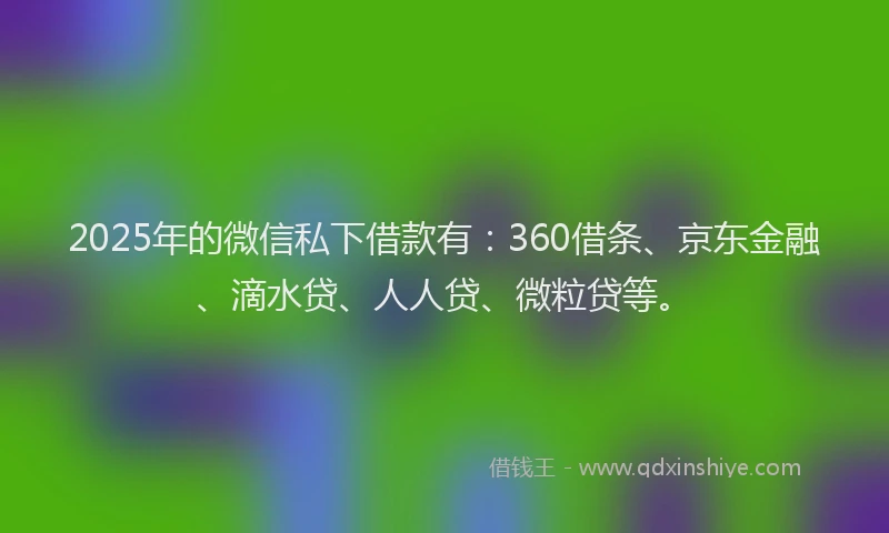 2025年的微信私下借款有：360借条、京东金融、滴水贷、人人贷、微粒贷等。