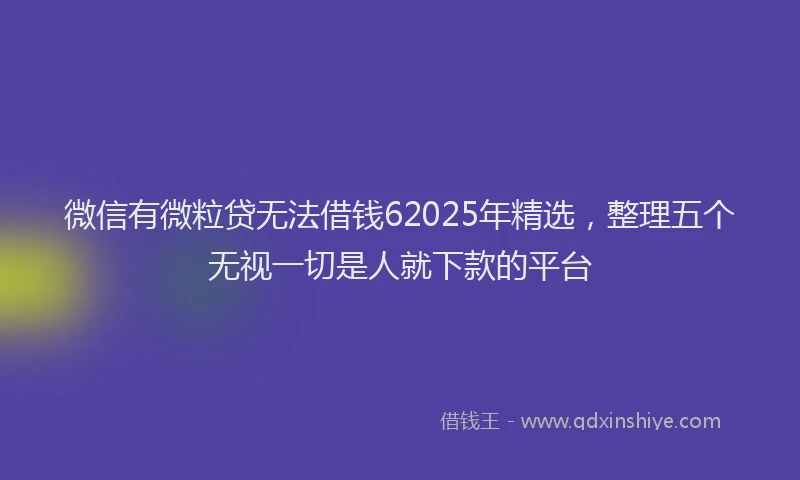 微信有微粒贷无法借钱62025年精选，整理五个无视一切是人就下款的平台