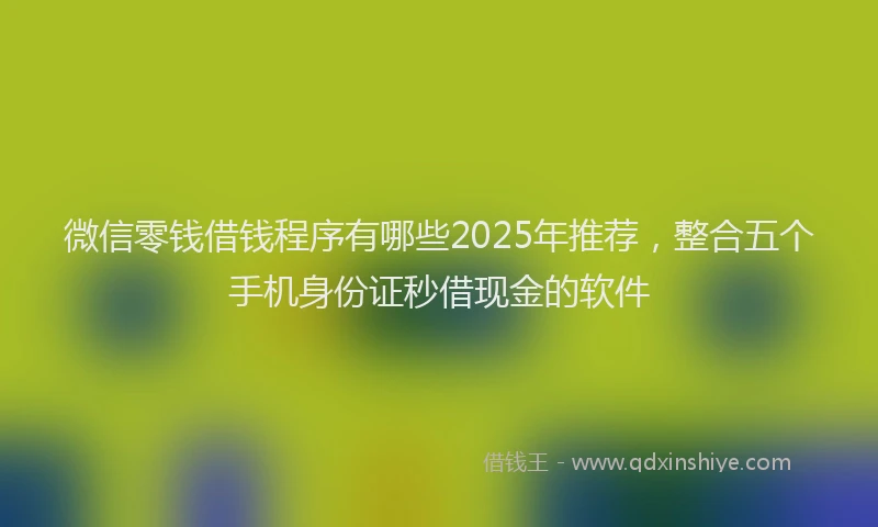 微信零钱借钱程序有哪些2025年推荐，整合五个手机身份证秒借现金的软件
