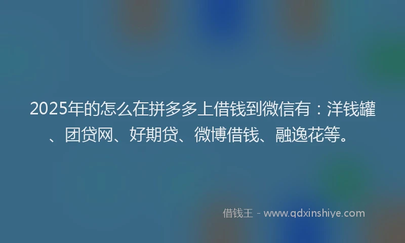 2025年的怎么在拼多多上借钱到微信有：洋钱罐、团贷网、好期贷、微博借钱、融逸花等。
