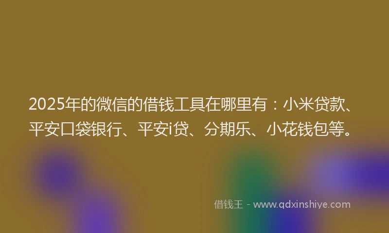 2025年的微信的借钱工具在哪里有：小米贷款、平安口袋银行、平安i贷、分期乐、小花钱包等。