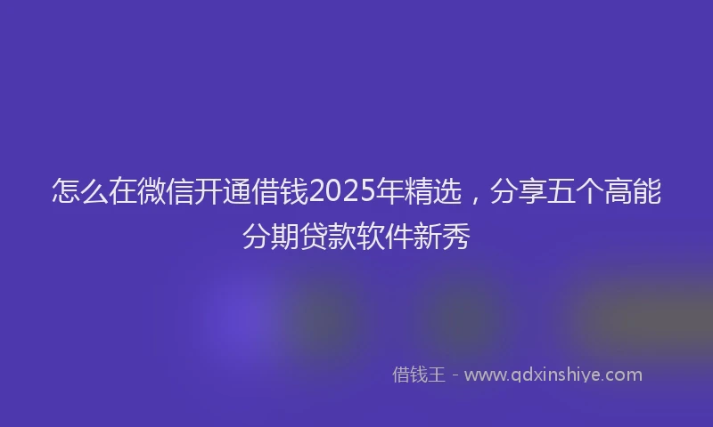 怎么在微信开通借钱2025年精选，分享五个高能分期贷款软件新秀